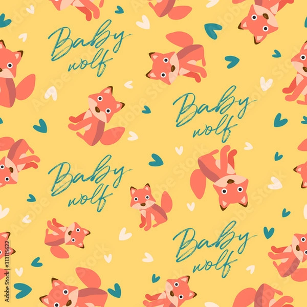 Fototapeta Big set of young animal seamless pattern : Vector Illustration