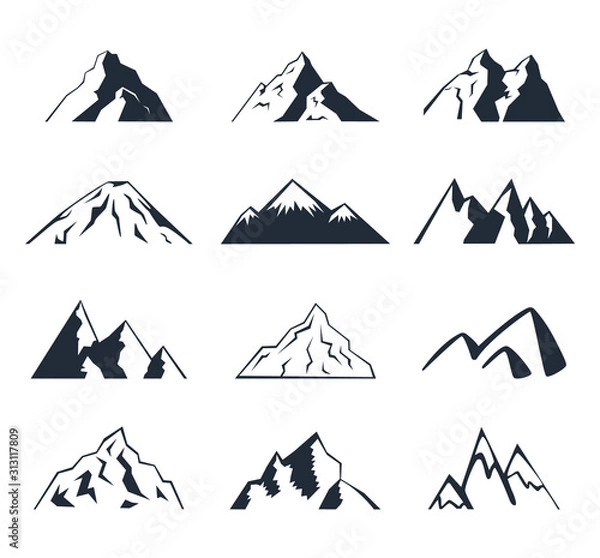 Obraz Mountain icons set on a white background. Logo. 