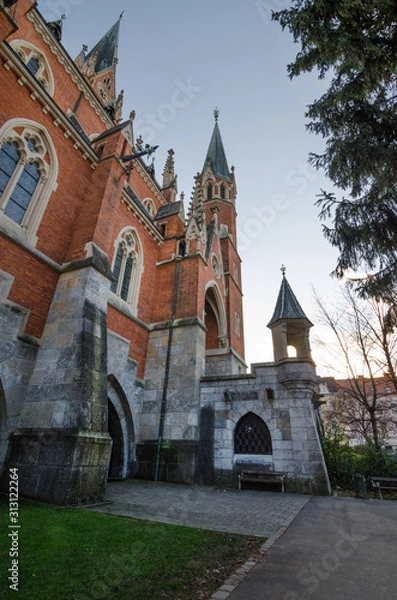 Fototapeta Exterior of Church of the Sacred Heart of Jesus (Herz Jesu Kirche) in Graz, Styria region, Austria