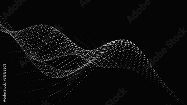 Fototapeta Abstract digital wave of particles. Futuristic point wave. Technology background vector. Vector illustration