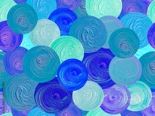 Fototapeta Seamless pattern in pastel colors painted with oil paint. Syngie circles.