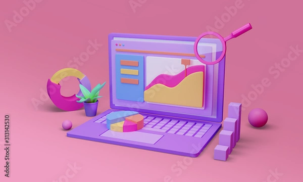 Obraz Data analysis, information researching. 3d render