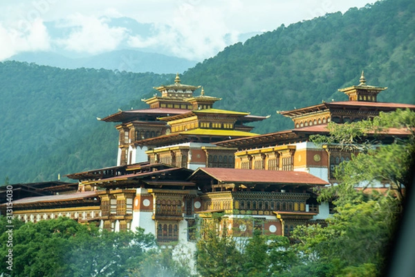 Obraz The Dzong Monastery in Bhutan Himalayas mountain