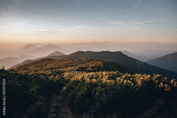 Fototapeta Mountain Range at Sunset in Fall