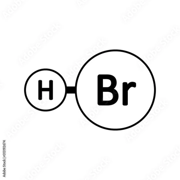 Obraz Hydrogen bromide molecule icon.