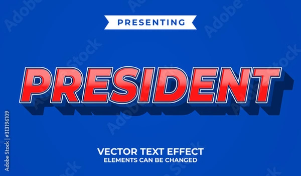 Fototapeta 3d bold retro editable text effect with president word