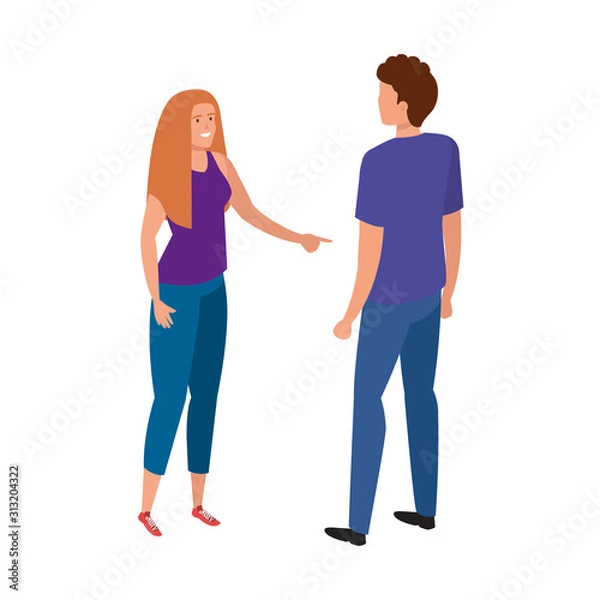 Fototapeta young couple avatar character icon