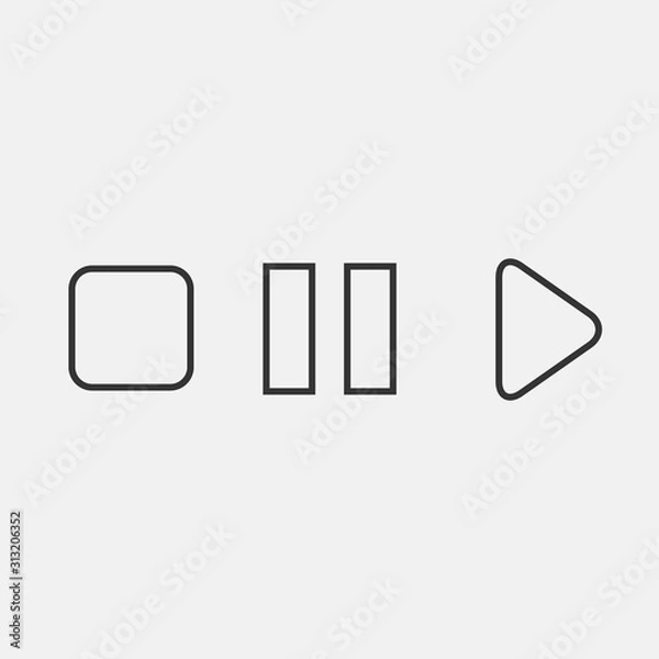 Fototapeta play pause stop icon vector illustration symbol