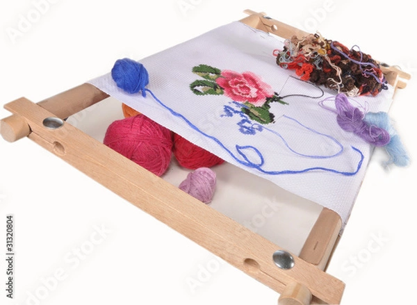 Obraz канва с вышивкой натянута на станок