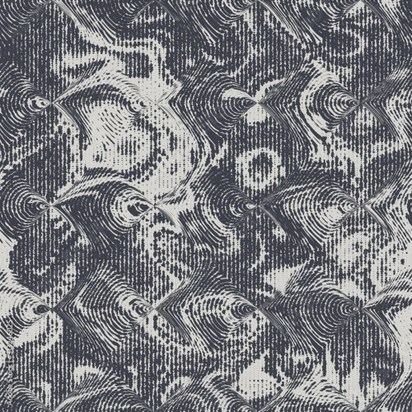 Fototapeta Noisy brushed mottled stains tracery motif swatch. Distressed wavy curve artistic messy spots. Dynamic distorted grunge seamless repeat raster jpg pattern swatch.
