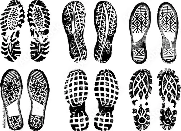 Obraz ślady stóp wybite czarnym tuszem