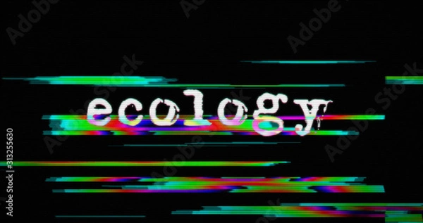 Fototapeta Modern glitch transition with business and ecology text
