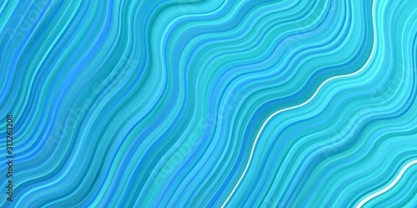 Fototapeta Light BLUE vector template with curves. Illustration in halftone style with gradient curves. Template for your UI design.