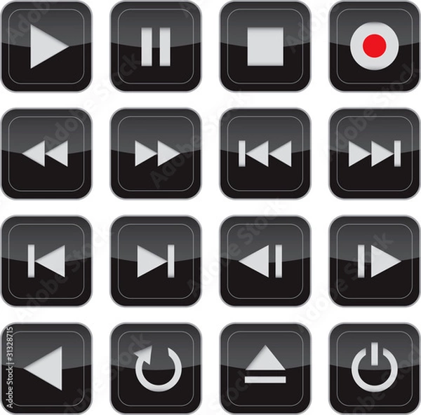 Obraz Multimedia control glossy icon set for web, applications, electr