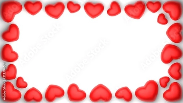 Fototapeta  Valentines Day frame with place for text, 3D-rendering
