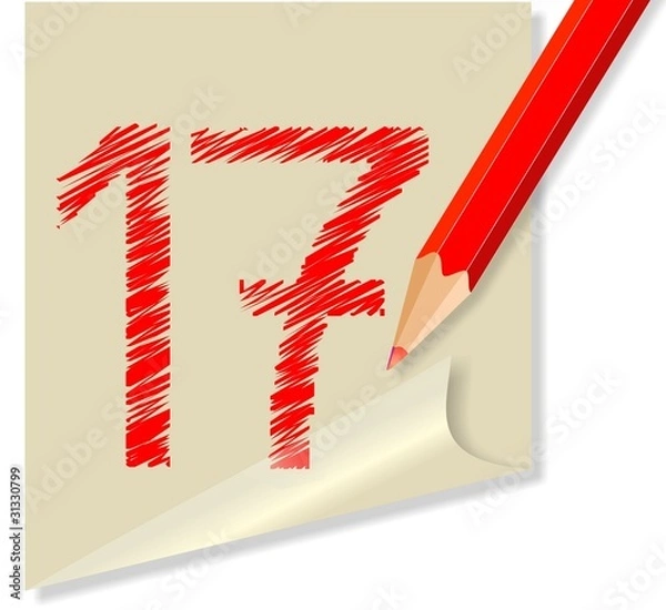 Obraz Post it con numero 17