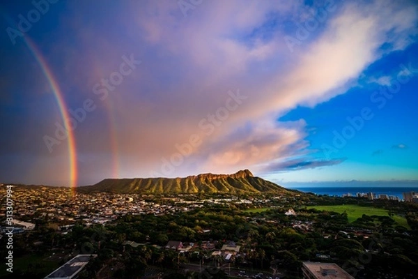 Obraz Double Rainbow over Diamond Head