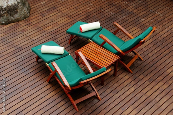 Obraz dwa leżaki spa