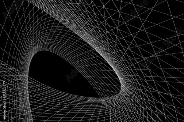 Fototapeta Black geometric backdrop. Linear structure. 3d illustration