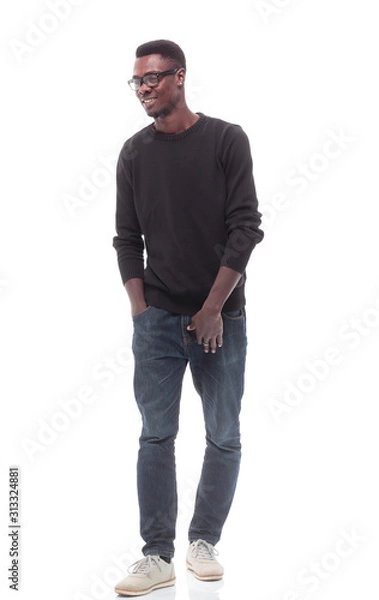 Obraz happy guy in fashionable autumn clothes. isolated on white