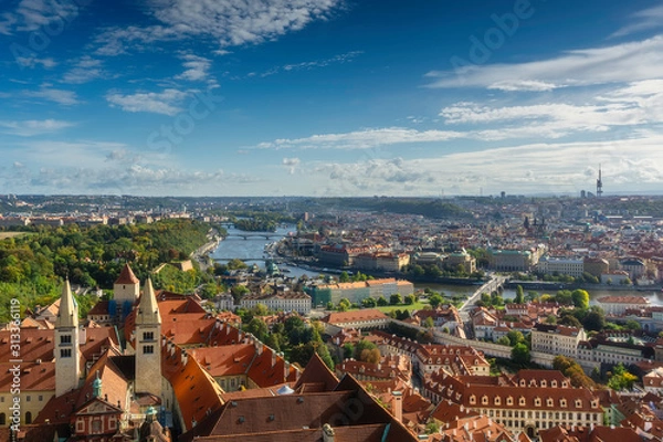 Fototapeta Autumn view of the historical part of Prague
