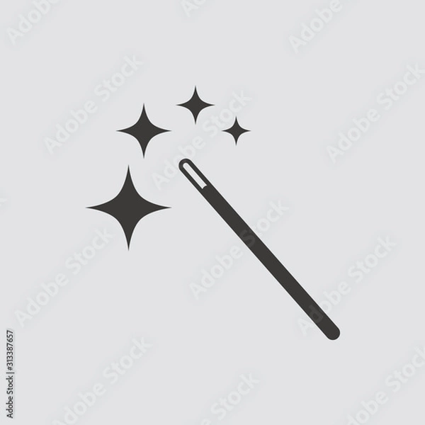 Fototapeta Magic wand icon isolated of flat style. Vector illustration.