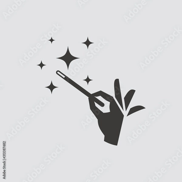 Fototapeta Magic wand icon isolated of flat style. Vector illustration.