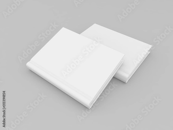 Obraz Empty books mockup on gray background. 3d render illustration.