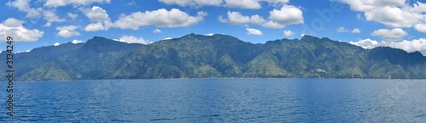 Fototapeta lake with volcanos in the background, lake atitlan, guatemala, p