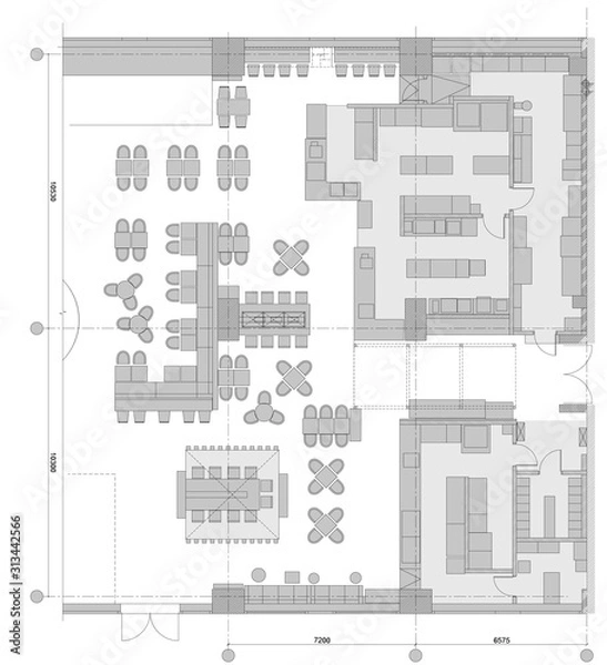 Obraz Standard cafe furniture symbols on floor plans