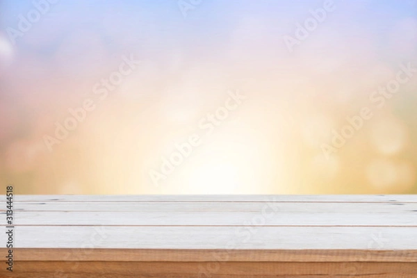 Obraz Empty wood table top on blur nature background.
