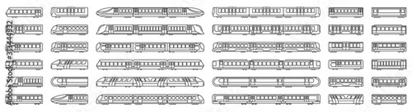 Fototapeta Subway train vector illustration on white background .Set line icon transport metro.Vector illustration set icon subway train.