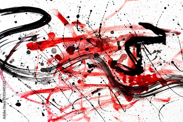 Fototapeta Splashing multicolored  watercolor on white paper.