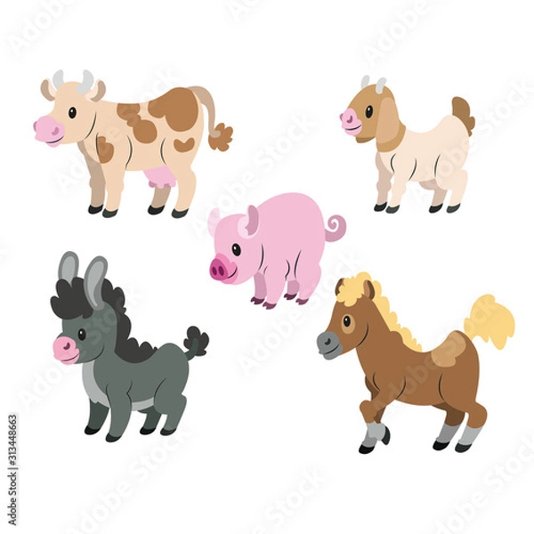 Fototapeta  vector set of farm aniamls