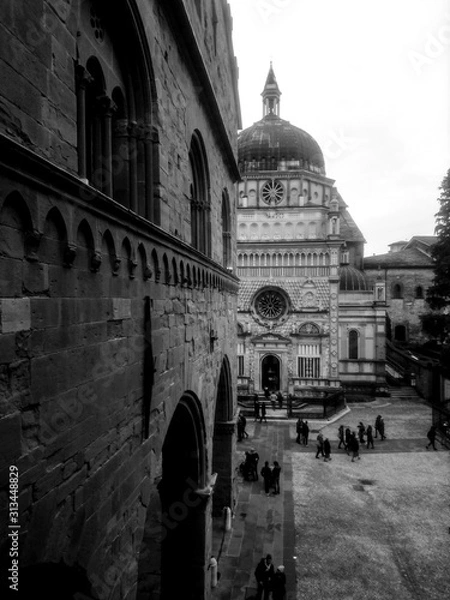 Obraz Cathedral of Bergamo in Italy in Black and White