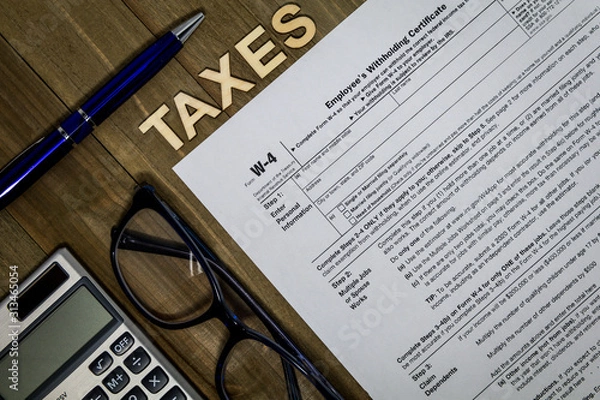 Fototapeta W4 Tax form Employee Withholding Certificate concept to declare multiple jobs or change withholding amount