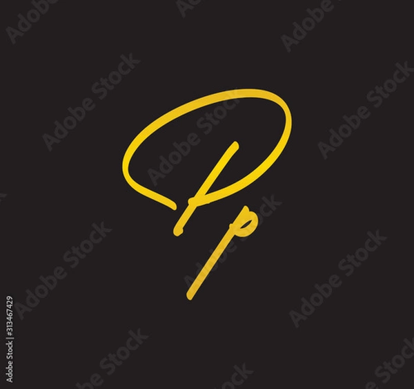 Fototapeta Cursive Letter Gold Alphabet Handwritten Signature Calligraphy