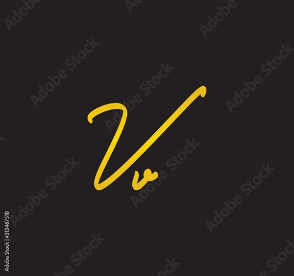 Fototapeta Cursive Letter Gold Alphabet Handwritten Signature Calligraphy
