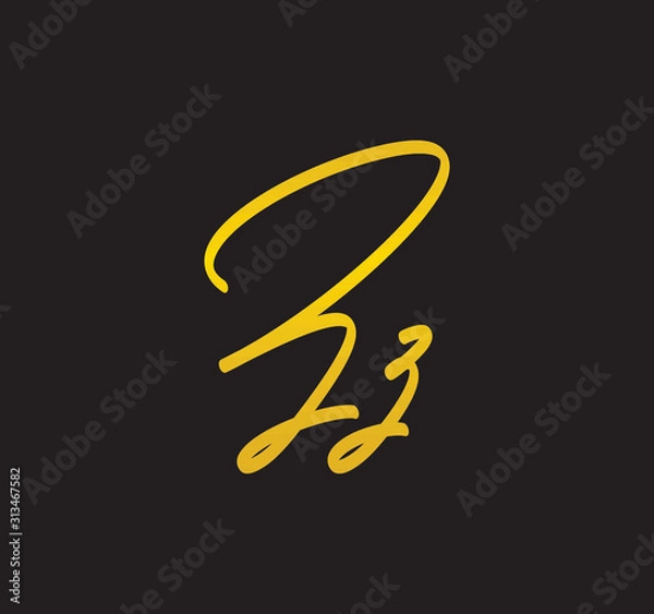 Fototapeta Cursive Letter Gold Alphabet Handwritten Signature Calligraphy