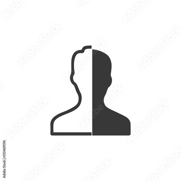 Fototapeta User icon, pictogram icon on white background. Simple flat metro design style. half shade cut icon. Flat design style. Vector illustration