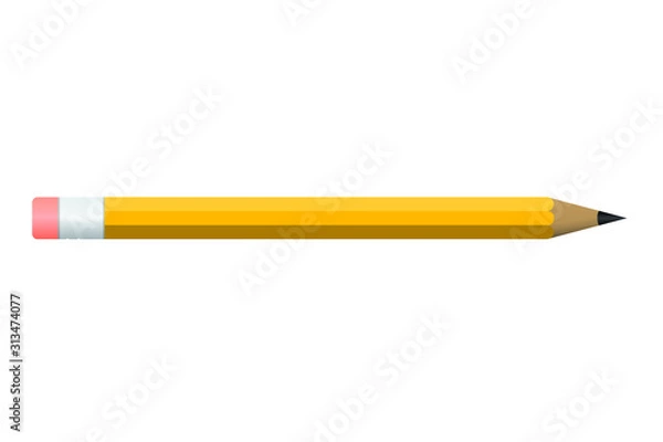 Fototapeta Simple pencil isolated on white background. Vector illustration