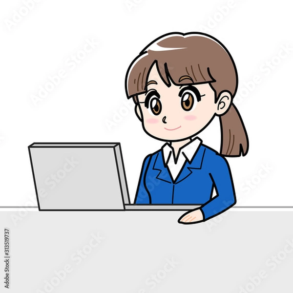 Fototapeta パソコン操作する若い女性事務員