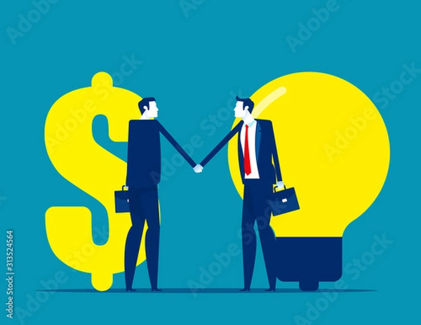 Fototapeta Financial investments in creative projects and into innovation. Handshake and Agreement concept