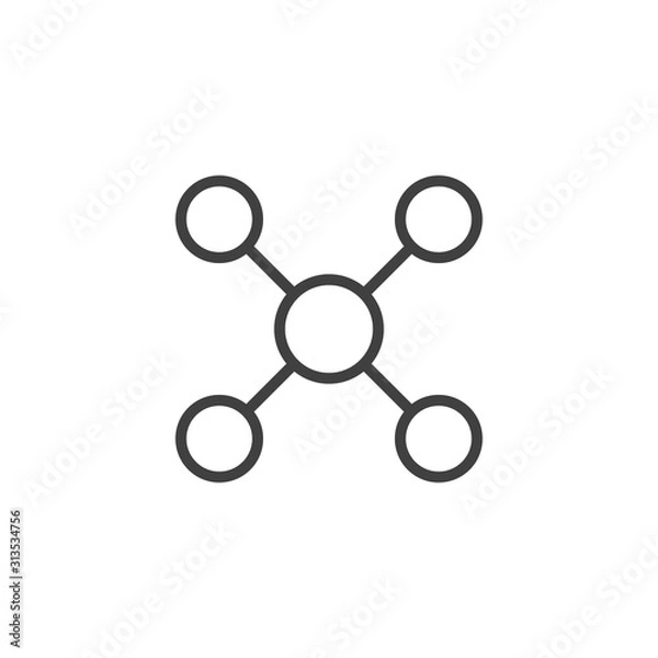 Fototapeta Square pyramidal structure line icon. linear style sign for mobile concept and web design. Molecular geometry formula outline vector icon. Symbol, logo illustration. Vector graphics