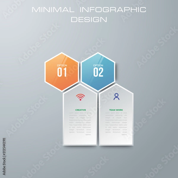 Obraz Infographic template with 2 options, workflow, process chart,Timeline infographics design vector can be used for workflow layout, diagram, annual report, web design, steps or processes. - Vector
