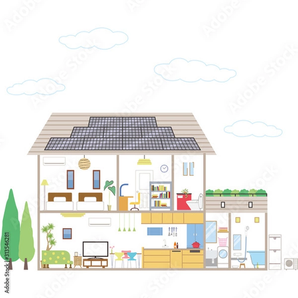 Fototapeta 太陽光発電の家