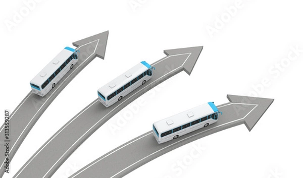 Obraz three buses go in different directions