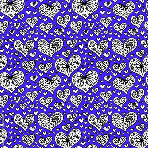 Fototapeta seamless repeat valentine vector pattern with hearts