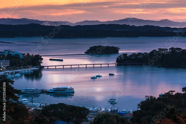 Obraz 日本三景・松島の夜明け、秋