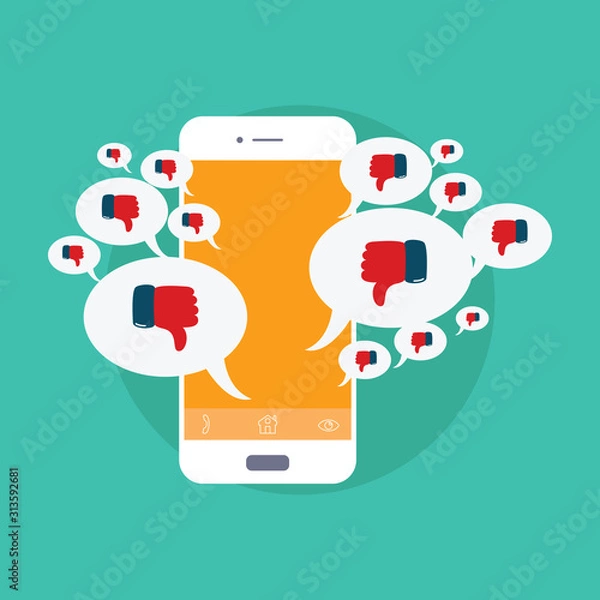 Obraz Smartphone with dislike message